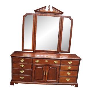 Thomasville Mahogany Triple Mirror Dresser For Sale