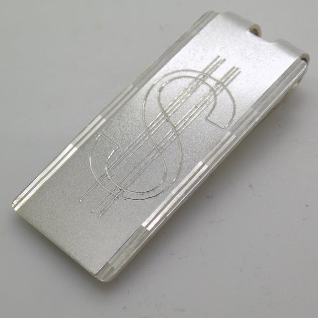 1980s Vintage Italian Handmade Genuine Sterling Silver 925 Engraved Money Clip With "$" For Sale - Image 5 of 9