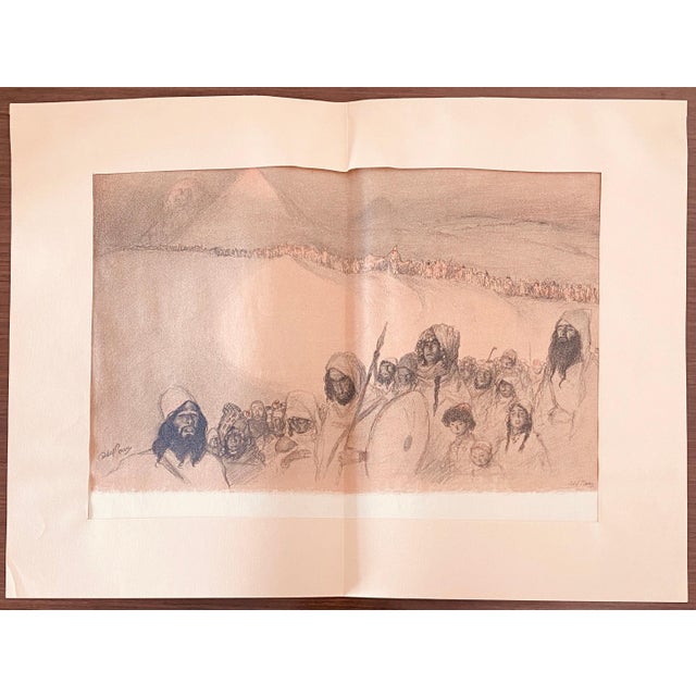 Abel Pann, Abel Pann Israeli Bezalel School Lithograph Judaica Biblical Print Jewish Art For Sale