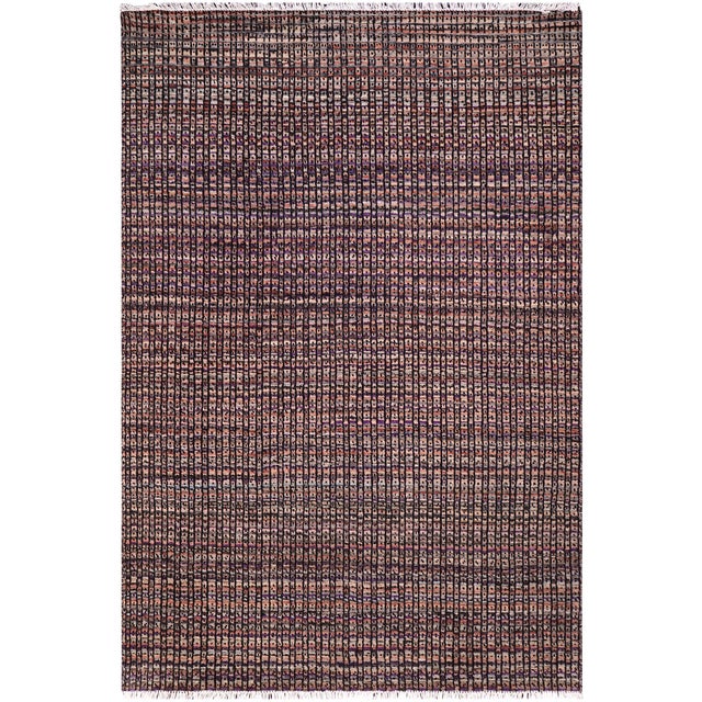 Rustic Black/Rust High Low Wool Rug - 5'0'' X 6'6'' For Sale - Image 9 of 9