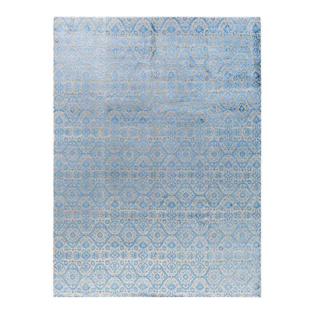 Ikat, One-of-a-Kind Hand-Knotted Area Rug - Beige, 9' 3" x 12' 4" For Sale