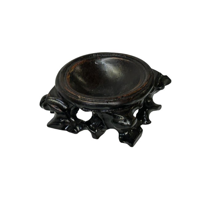 2.25" Dark Brown Wood Carving Hollow Circular Table Top Stand Riser For Sale - Image 4 of 6