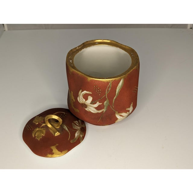 Late 19th Century A. Klingenberg Limoges Biscuit Jar: Hand-Painted Art Nouveau Floral, c. 1880-1890 For Sale - Image 5 of 10