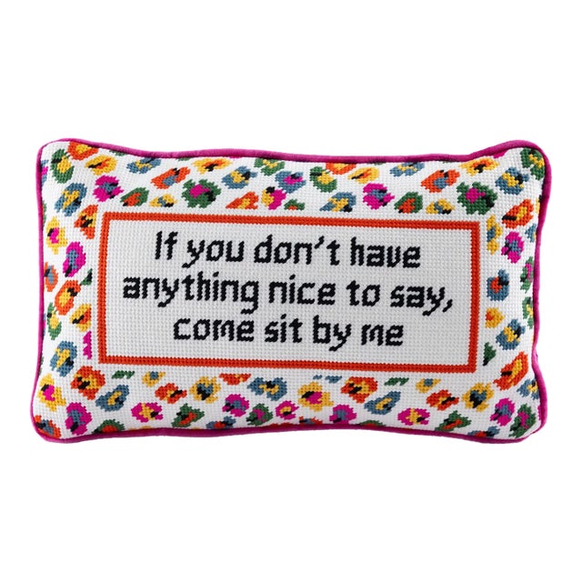" Come Sit Next to Me " Needlepoint Pillow For Sale