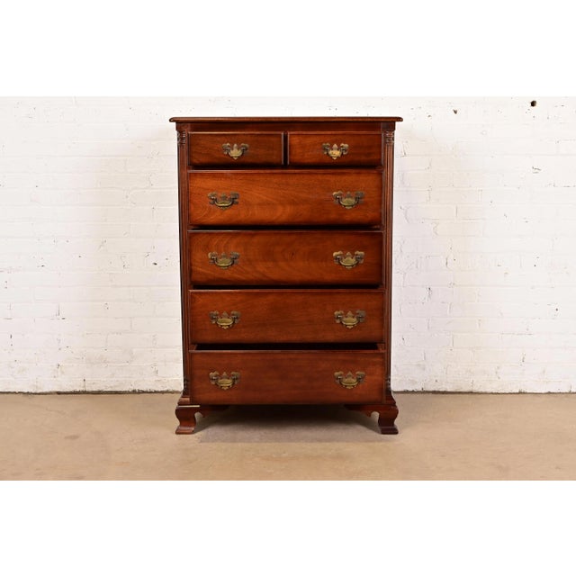 1960s Chippendale Solid Mahogany Highboy Dresser by Kling For Sale - Image 5 of 14