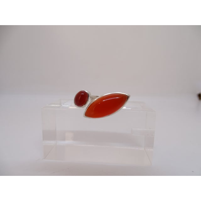 Early 21st Century You and Me Ring with Carnelian in 925 Sterling Silver, 2010s For Sale - Image 5 of 18