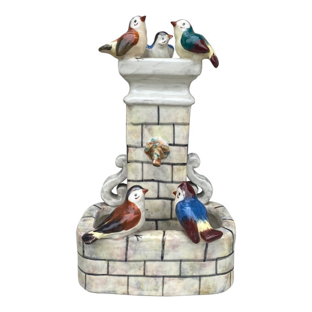 French Majolica Birds Fountain Massier Circa 1910 For Sale