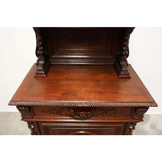Wood Antique FrenchHunting Cabinet in Barley Twist Oak, 1880 For Sale - Image 7 of 15