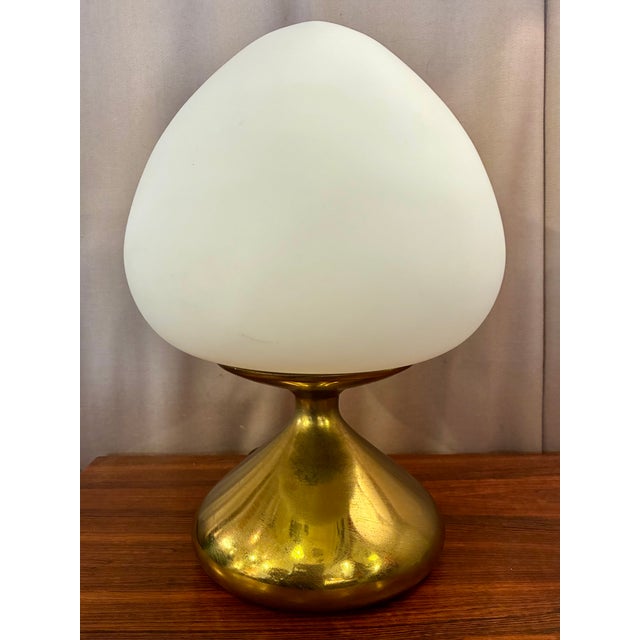Seldom seen Bud Shaped Brass Plated & Blown Glass Mushroom Lamp by Tony Paul for Westwood Industries, 1970s. Paul and...