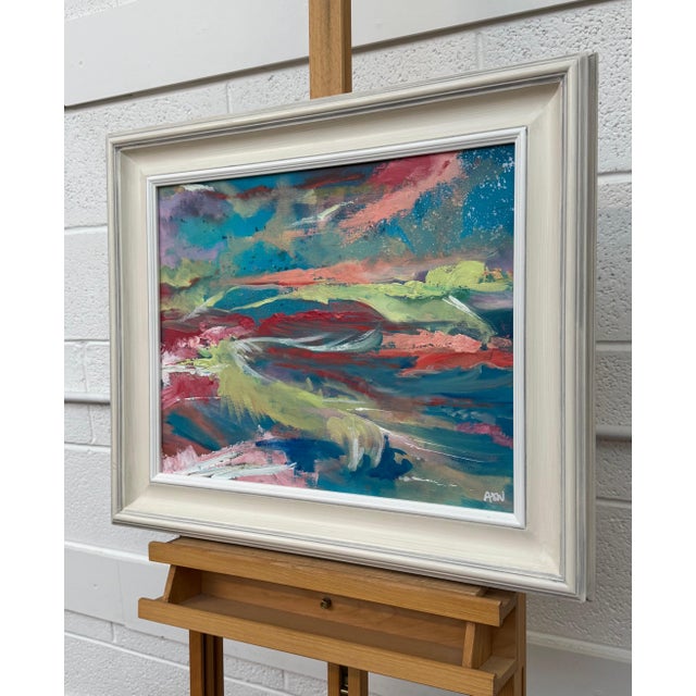 Pink & Turquoise Abstract Expressionist Painting by Contemporary British Artist 2025 For Sale - Image 14 of 18