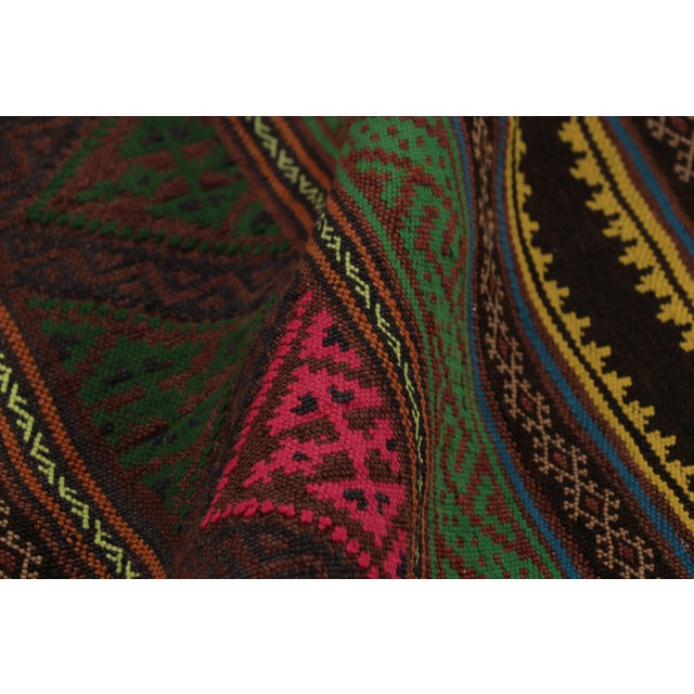 Textile Vintage Persian Soumak Kilim, Vibrant Tribal Geometric Patterns - Rug & Kilim For Sale - Image 7 of 8