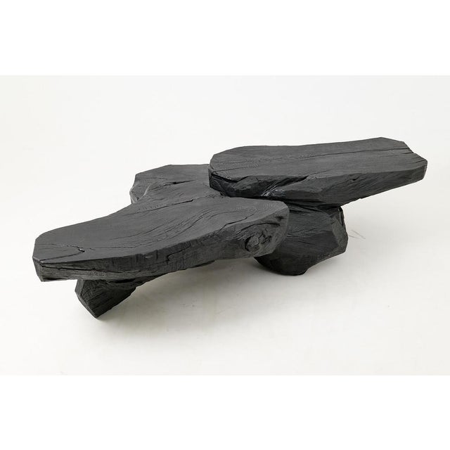 Sculptural Rustic Coffee Table in Burnt Black Wood by Logniture For Sale - Image 10 of 18