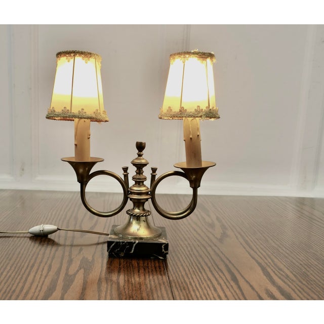 Metal French Art Deco Twin Table Lamp, 1930s For Sale - Image 7 of 8