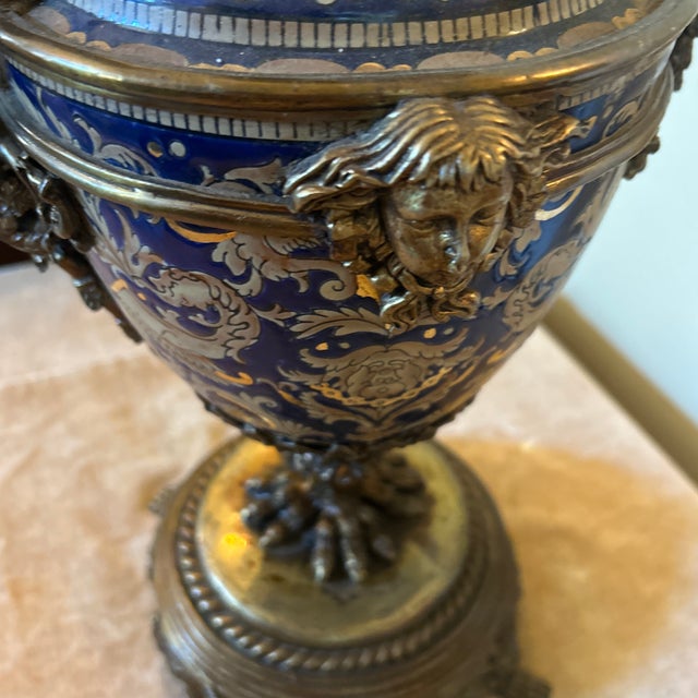 1980s Neoclassical Ceramic and Ormolu Metal Vase For Sale - Image 11 of 12