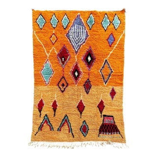 Handwoven Moroccan Orange Boujaad Rug For Sale