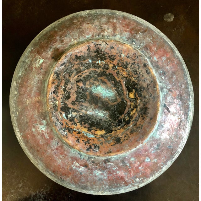 Brutalist 19th Century Large Mamluk Tinned Copper Bowl Vessel Ottomon Turkish Morocco Egypt For Sale - Image 3 of 12