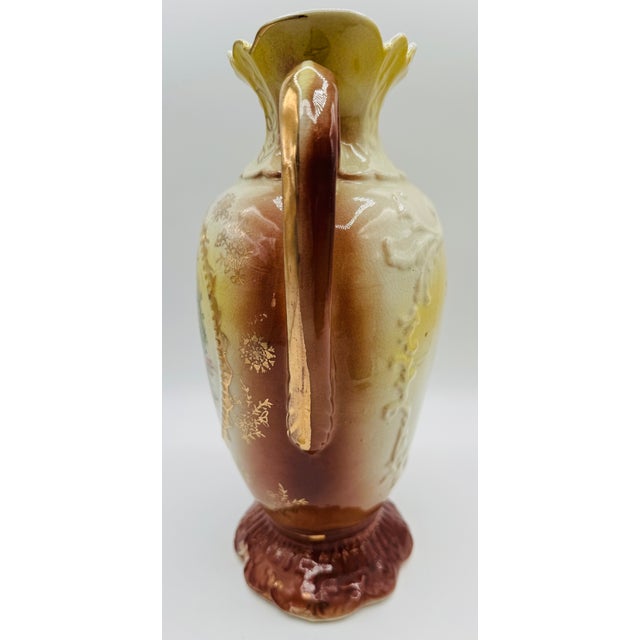 Pair of Victorian Ceramic Porcelain Urns/ Vases Figural Scene & Rose Back Transfers #848 For Sale - Image 15 of 18