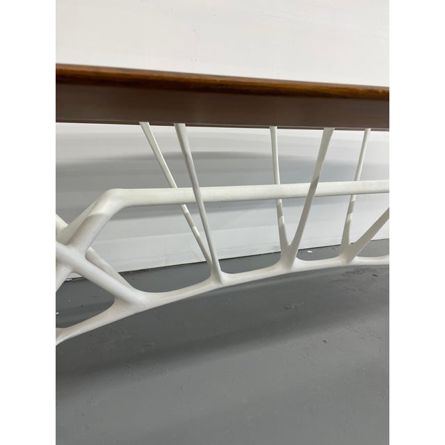 Contemporary Architectural Dining Table designed by L'Opere e i Giorni. Wood top with glass insert and painted metal and...