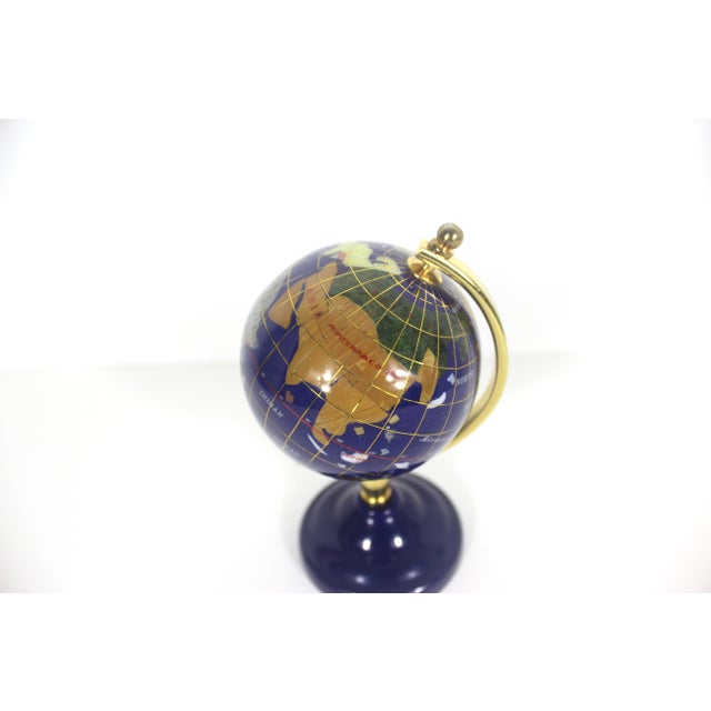 Mid-Century Modern Vintage Gemstone Globe Lapis Lazuli and Semi Precious Stones Desk Top Small Office Decor, Collector Gift For Sale - Image 3 of 12