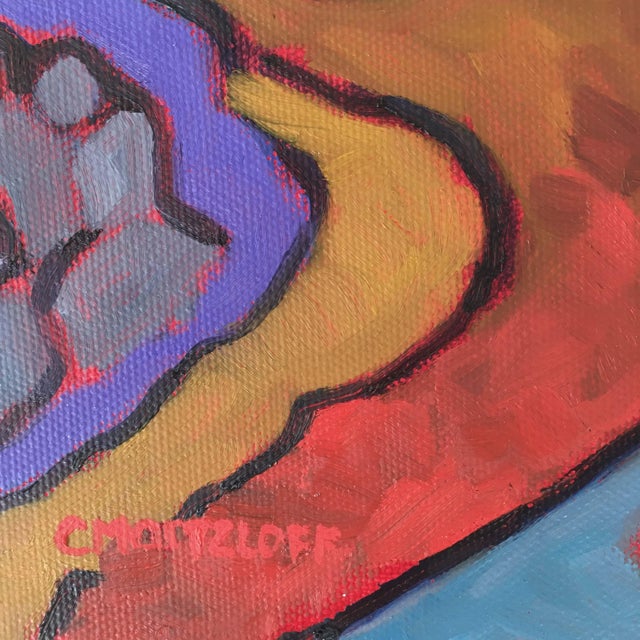 Textile "A Walk in the Woods" Fauvist Expressionist Style Landscape Oil Painting With Trees For Sale - Image 7 of 7