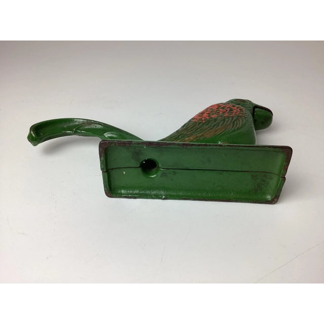 Green Early 20th Century Cast Iron Bird Nut Cracker in Original Paint For Sale - Image 8 of 9