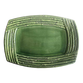 Vintage Bamboo by Bordallo Pinheiro Ceramic Oval Serving Platter For Sale