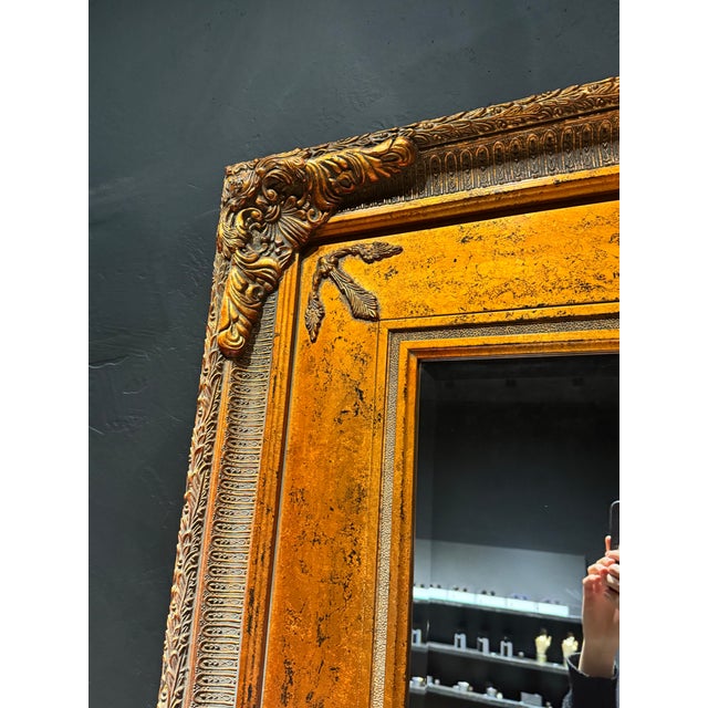 French 8 Ft Giant Massive Copper Antique Mirror For Sale - Image 3 of 12