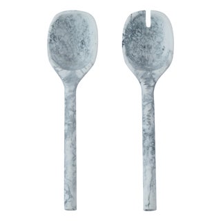 Mera Black & White Resin Serving Spoons - Set of 2 For Sale