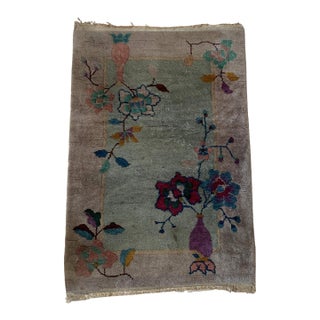 1920s, Handmade Antique Art Deco Chinese Rug 2.1' X 3.2' For Sale
