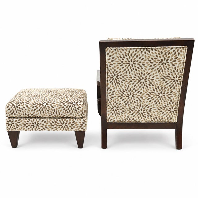 Contemporary Organic Modern Carved Walnut Club Chair W/ Ottoman Att Berman Rosetti For Sale - Image 3 of 5