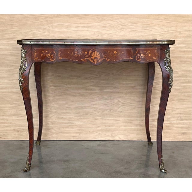 French 19th Century Louis XV Marquetry Writing Table For Sale - Image 17 of 18