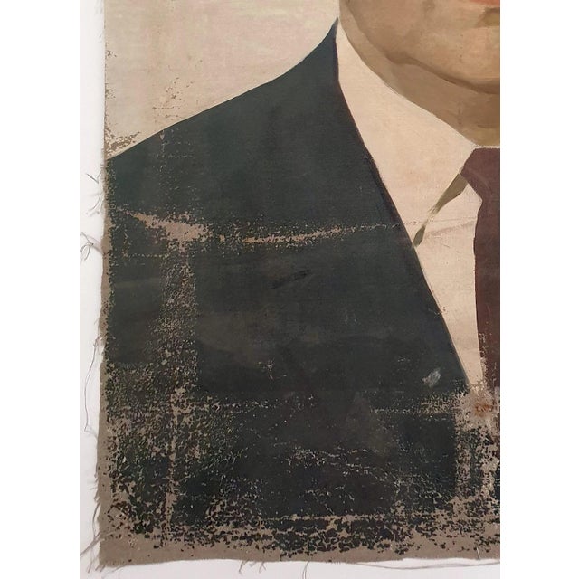 1970s Male Portrait Oil Painting, Soviet Socialist Realism Art 98-70 For Sale - Image 6 of 6