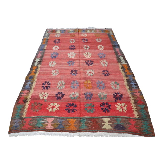 Turkish Handwoven Kilim Rug - 5′3″ × 8′6″ For Sale