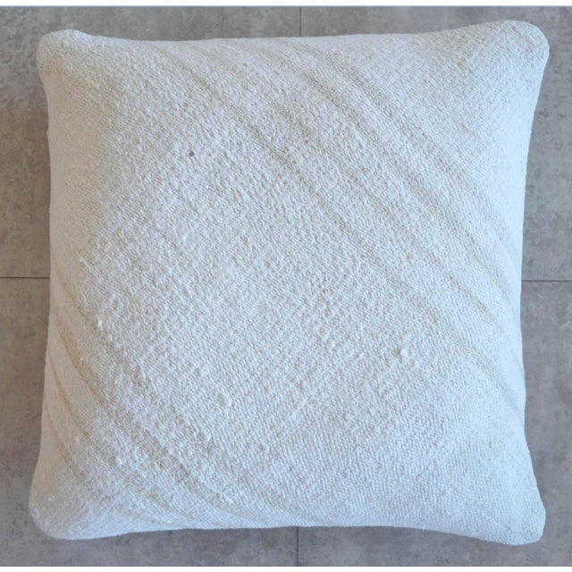 Vintage Handmade Hemp Kilim Rug Pillow Cover For Sale - Image 4 of 4