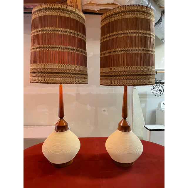 Mid-Century Modern Mid Century Modern Maria Kipp Lamps and Lamp Shades, Unmarked - a Pair For Sale - Image 3 of 12