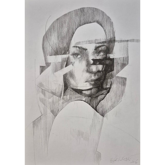 Rafal Kolinski, Faces, Portrait, 2026, Ink Drawing on Paper For Sale - Image 6 of 8