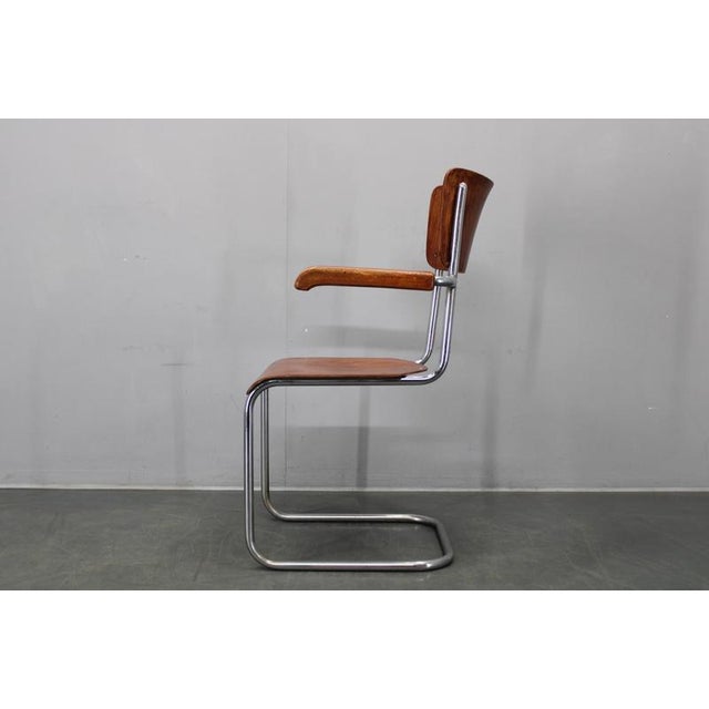 Wood Bauhaus Cantilever Armchair in Chrome Tubular Steel and Beech, 1930s For Sale - Image 7 of 18