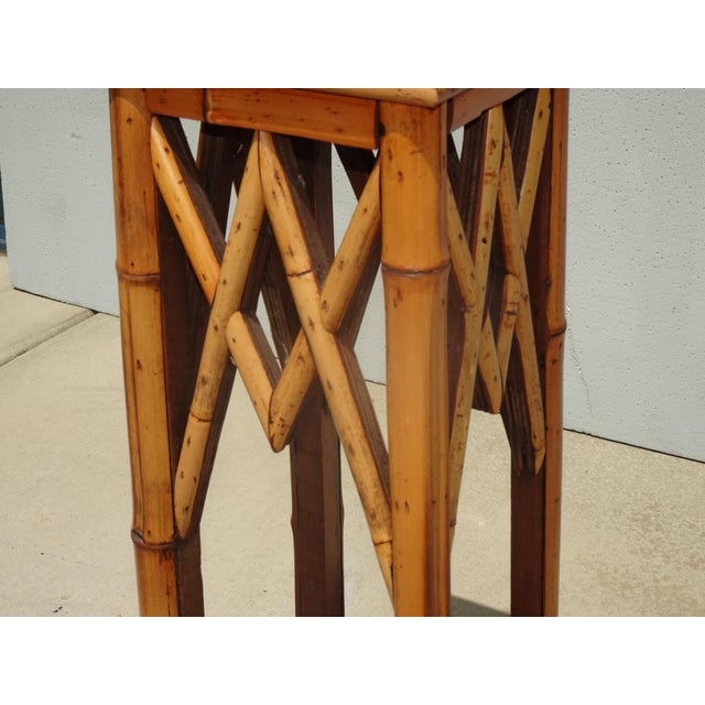 Vintage French Counry Bamboo Rattan Plant Stand ~ Side Table For Sale - Image 10 of 14