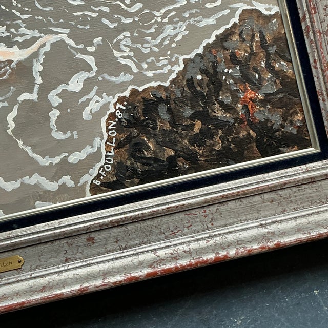 Mid 20th Century Vintage Boho Original Seascape Oil on Canvas For Sale - Image 5 of 12