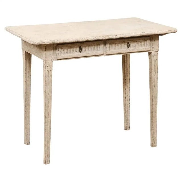 Danish 1800s Painted Wood Console Table with Two Drawers and Fluted Motifs For Sale - Image 13 of 13