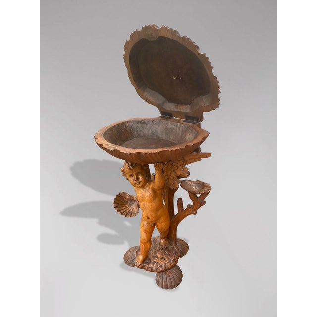 Baroque Italian Baroque Putti Statue in Walnut, 1860 For Sale - Image 3 of 10