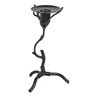 Brunel Twig Design Wrought Iron Candleholder, 8" For Sale