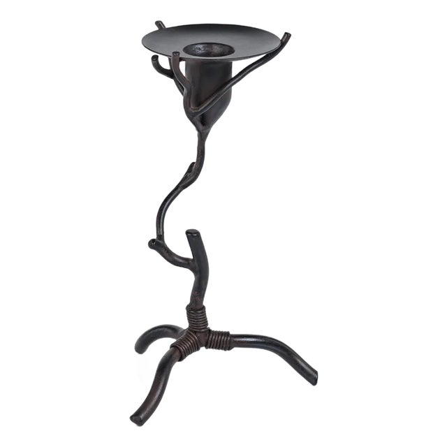 Brunel Twig Design Wrought Iron Candleholder, 8" For Sale