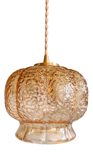 Vintage Amber Glass Pendant Light, 1960s-1970s