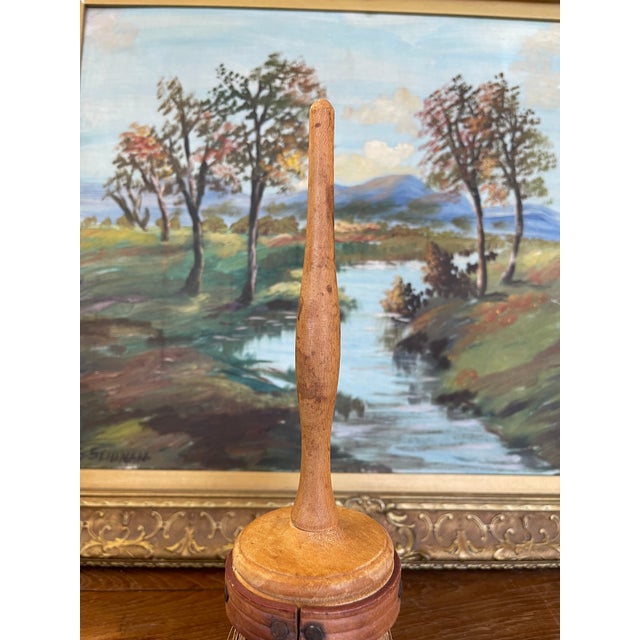 Handcrafted Whisk Broom With Turned Wood Handle and Natural Bristles For Sale - Image 4 of 9