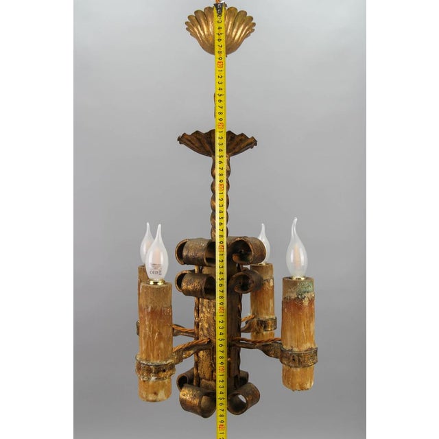 Late 19th Century Medieval Gilt Wrought Iron Chandelier, 1890s For Sale - Image 10 of 18