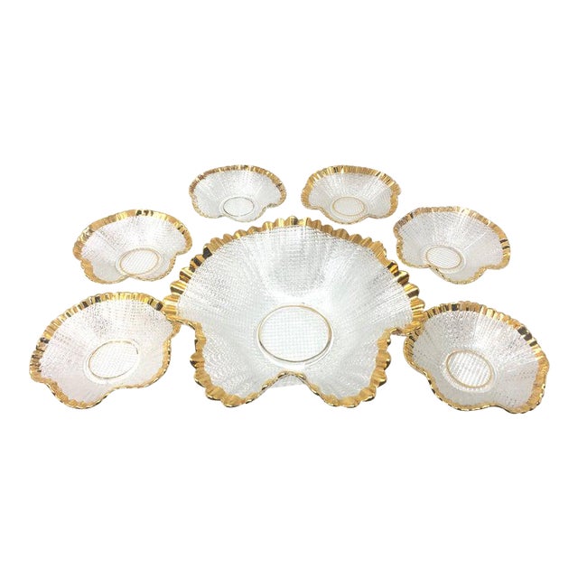 1950s Antique Gold Trim Glass Fruit Bowl Set Set Of 7 Chairish