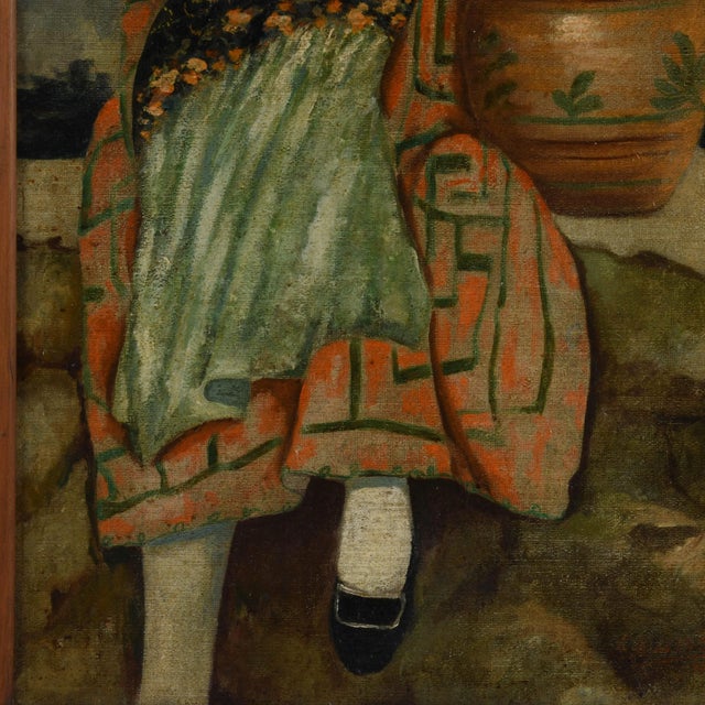 Framed Signed Portait of a European Woman Oil on Canvas For Sale - Image 4 of 11