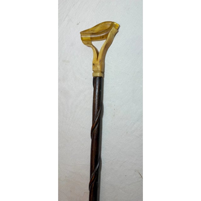 This antique hand carved buffalo horn and wooden cane is a unique addition to any collection. The handmade design and...