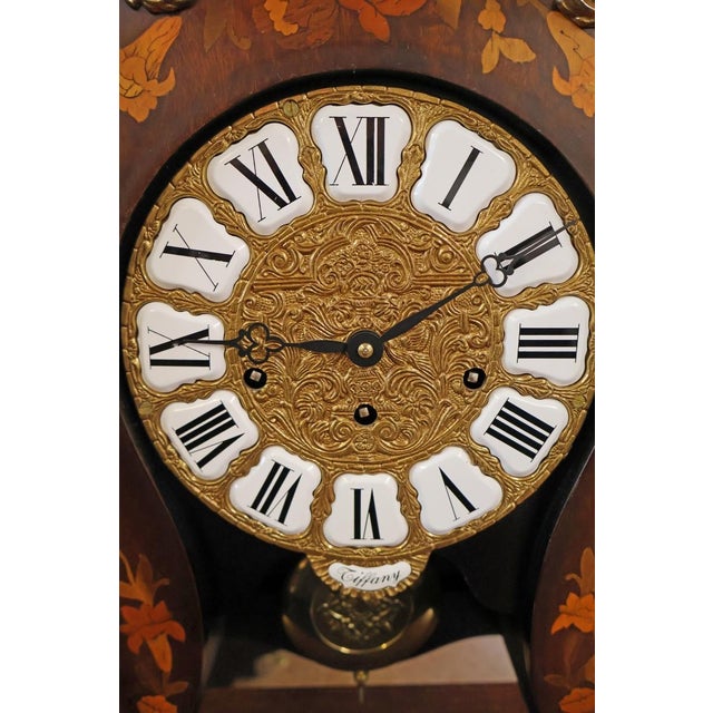 1980s Inlaid Italian Rococo Tiffany & Co Musical Mantel Clock With Matching Pedestal For Sale - Image 15 of 15